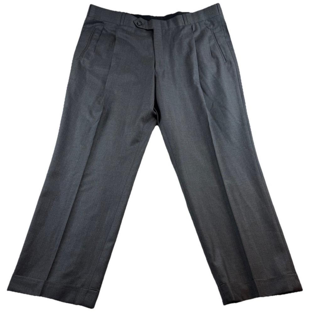 Randy Willard Wool Silk Blend Gray Dress Pants Men's Size 38x28 Cuffed Pleated